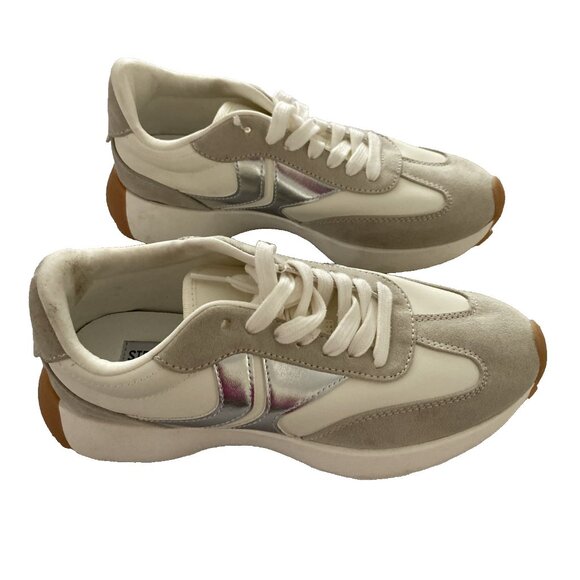 Steve Madden Women's Athletic Jogger Sneaker Sz 8 Taupe/Silver Kendrix - Picture 6 of 8